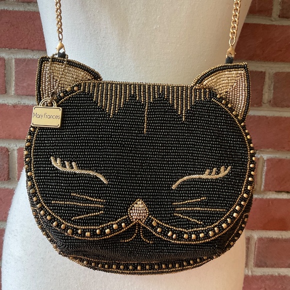 NEW Mary FrancesWhisker Beaded Cat Crossbody Clutch Bag - Picture 9 of 12